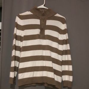 Liz Claiborne white and brown striped sweater